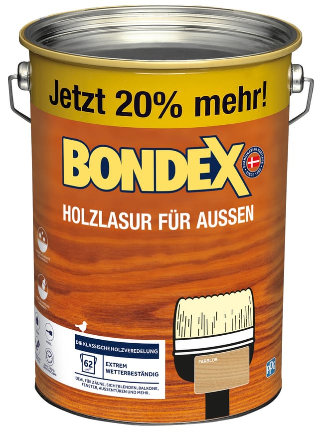 Bondex Holzlasur für Außen Farblos seidenglänzend 4,8,