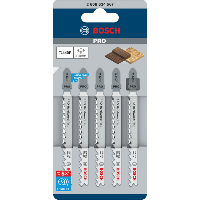 Bosch Stichsägeblatt Pro Hardwood Fast T144DF 100 mm 5-teilig