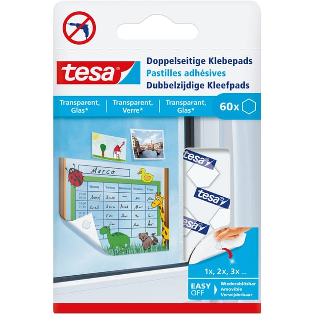 Tesa Doppelseitige Klebepads für transparente Oberflächen und Glas
