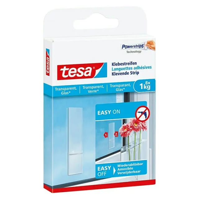 Tesa Klebestreifen für transparente Oberflächen und Glas