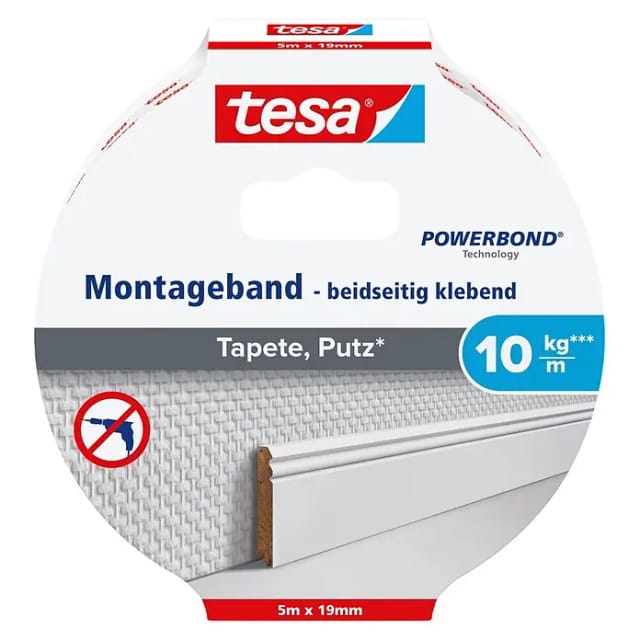 Tesa Montageband für Tapeten und Putz 5 m