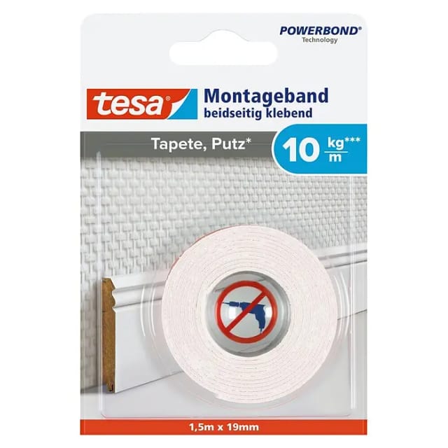 Tesa Montageband für Tapeten und Putz 1,5 m