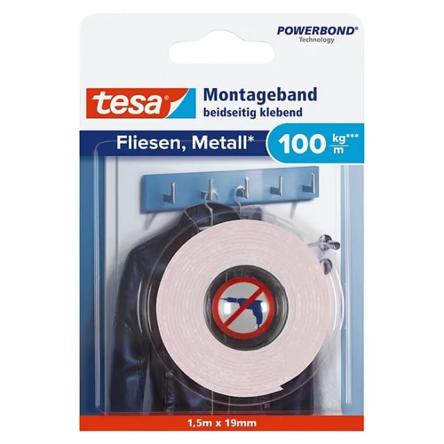 Tesa Ultra starkes Montageband für Fliesen und Metall 1,5 m