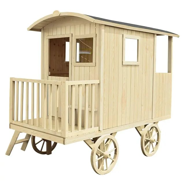 Stelzenhaus Carry Natur mit 4 Rädern 155 cm x 262 cm x 203 cm