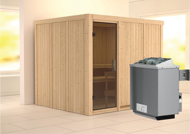 Karibu Sauna Gunda mit Ofen intergrierte Stg.Natur