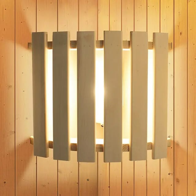 Karibu Saunaleuchte Modern mit Massivholzblendschirm