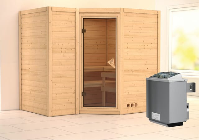 Karibu Sauna Steena 2 mit Ofen intergrierte Stg.Natur