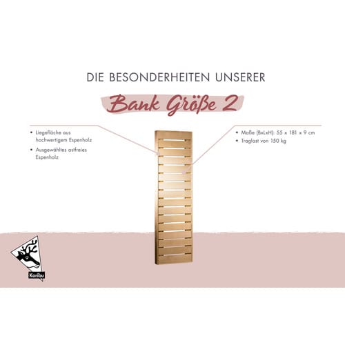 Karibu Bank Größe 2 181 x 55 x 9 cm