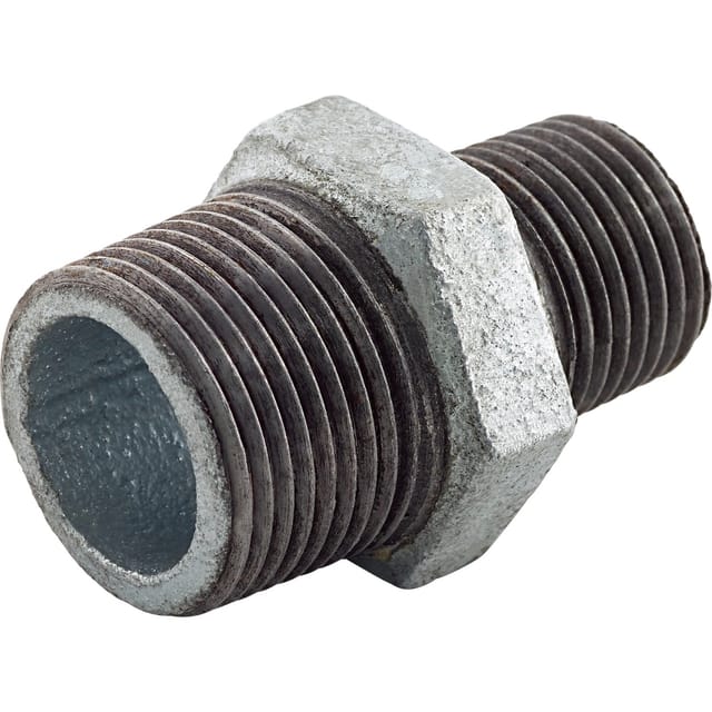 Reduziernippel 21 mm (R 1/2) x 26,4 mm (R 3/4) Temperguss