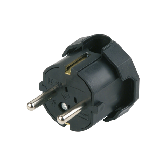 Schutzkontakt Flachstecker Schwarz