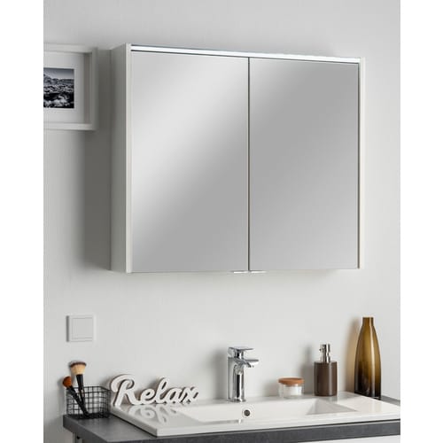Fackelmann Spiegelschrank Denver Weiß 80 cm mit Softclose Türen