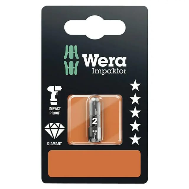 Wera Diamant Kreuzschlitz-Bit PZ2 x 25 mm Impaktor 855/1