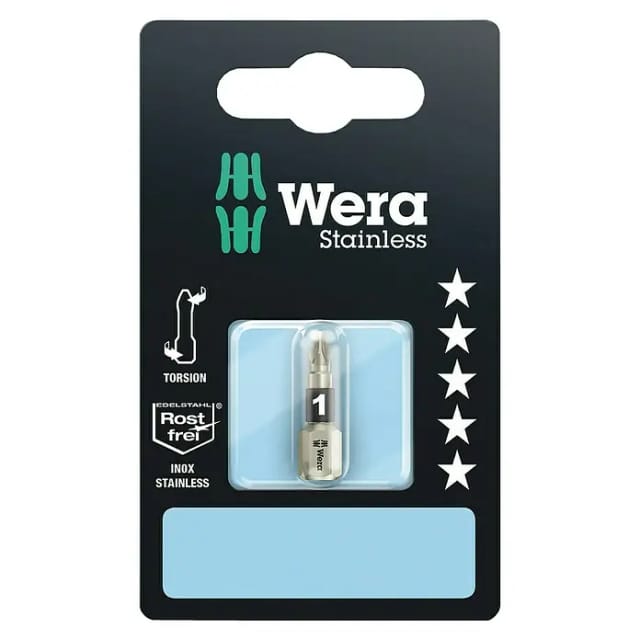 Wera Kreuzschlitz-Bit PZ1 x 25 mm Edelstahl 3855/1 Torsionszone