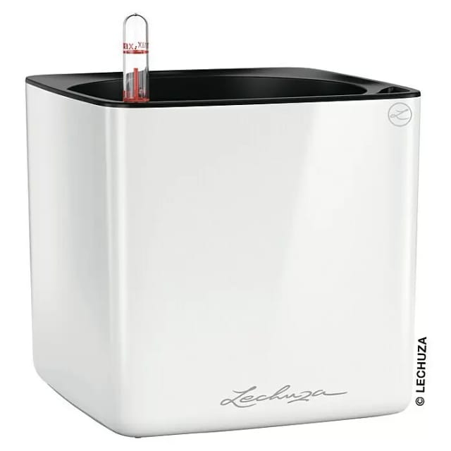 Lechuza® Pflanzgefäß Cube Glossy 16 Weiß highgloss 17 cm x 17 cm