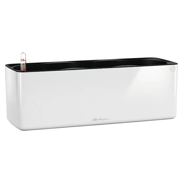 Lechuza® Pflanzgefäß Cube Glossy Triple Weiß highgloss 40 cm x 14 cm