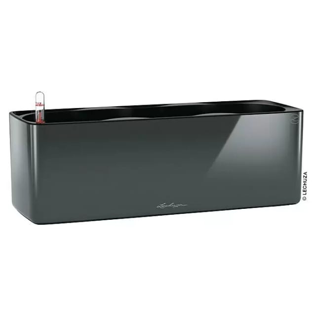 Lechuza® Pflanzgefäß Cube Glossy Triple Anthrazit highgloss 40 cm x 14 cm