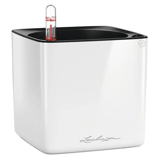 Lechuza® Pflanzgefäß Cube Glossy 14 Weiß highgloss 14 cm x 14 cm