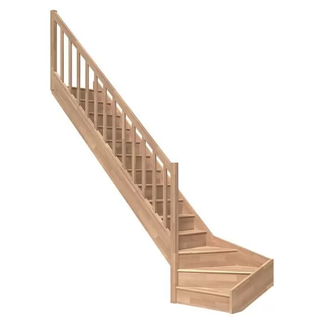 Dolle Raumspartreppe Paris 1/4-gew. Links Setzstufe Buche R-Geländer FSC®