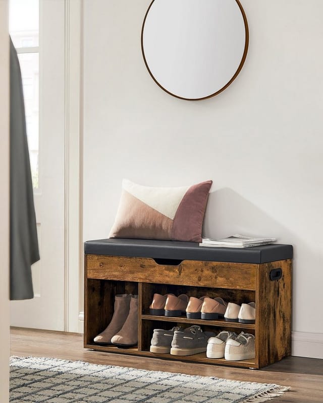 Vasagle Schuhbank mit Stauraum 30 cm x 80 cm x 44 cm Braun