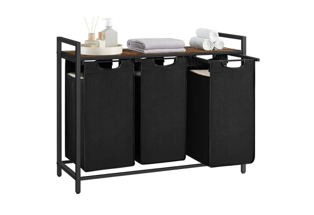 Vasagle Wäschesammler 3 Fächer und Ablage 92,5 x 33 x 72 cm Braun-Schwarz 114,