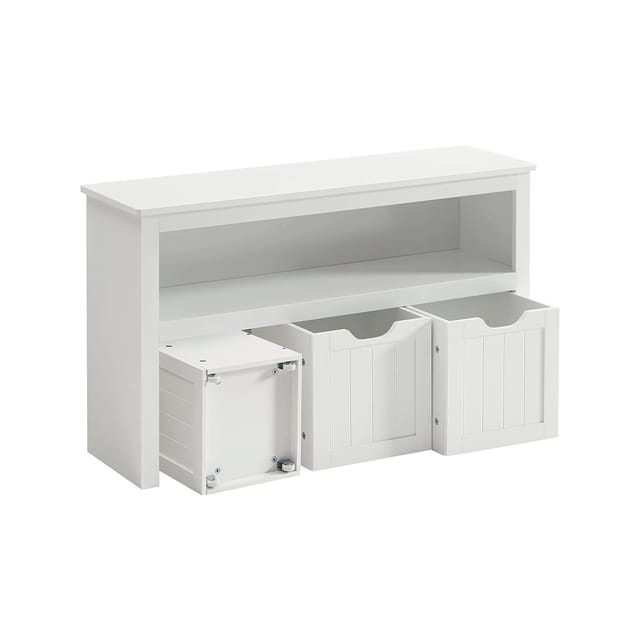 Vasagle Spielzeugschrank mit Rollen 102 cm x 30 cm x 60 cm Weiß