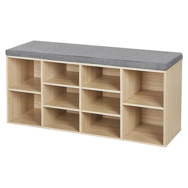 Vasagle Schuhbank 30 cm x 104 cm x 48 cm Eichefarben-Grau