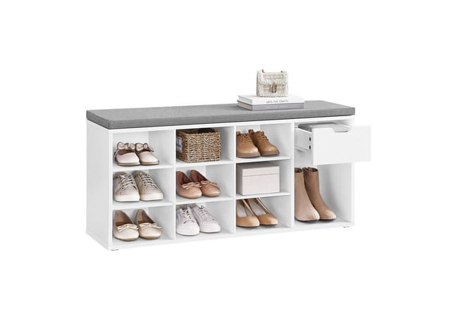 Vasagle Sitzbank 30,5 cm x 104 cm x 48 cm Weiß-Grau