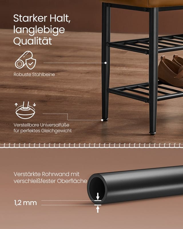 Vasagle Schuhbank 30 cm x 80 cm x 50 cm Braun