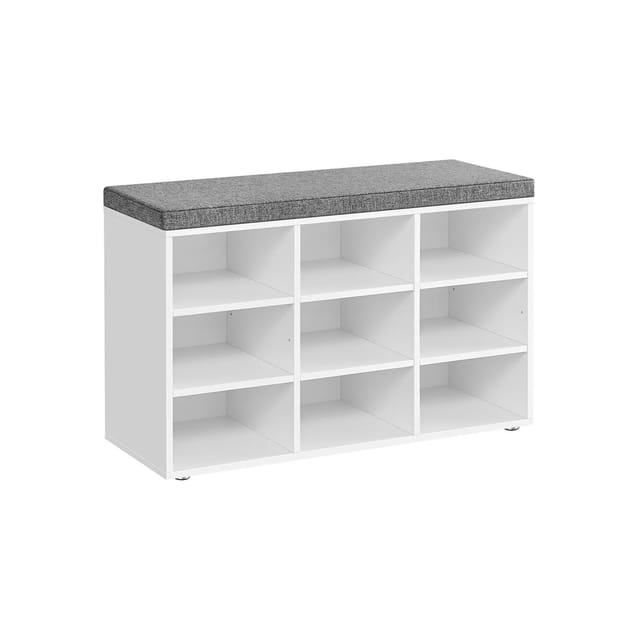 Vasagle Schuhbank mit Sitzfläche 30,3 cm x 78,5 cm x 48 cm Weiß-Grau