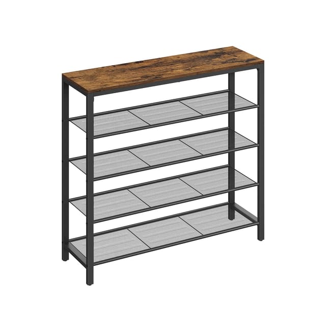 Vasagle Schuhablage 4 Gitterebenen 30 cm x 100 cm x 92,5 cm Braun-Schwarz