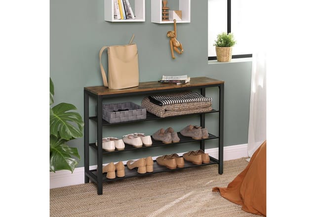 Vasagle Schuhregal 100 cm x 30 cm x 72 cm Braun-Schwarz