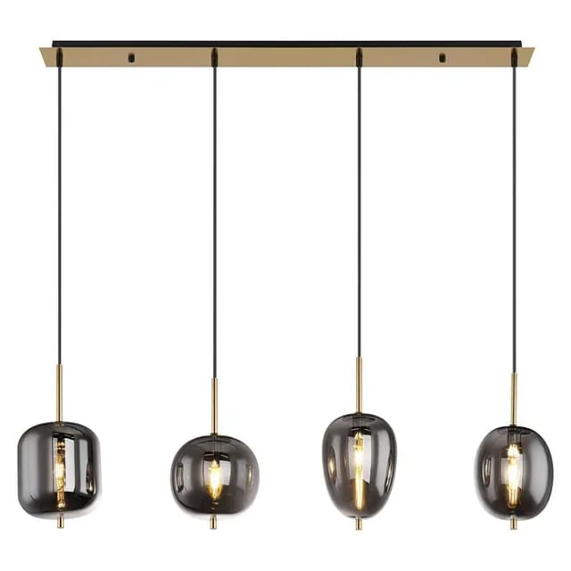 Globo Pendelleuchte Blacky I 4-flammig Metall Messingfarben matt Rauchfarben