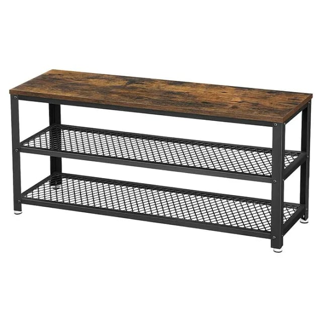 Vasagle Schuhregal 2 Gitterablagen 30 cm x 100 cm x 45 cm Braun-Schwarz