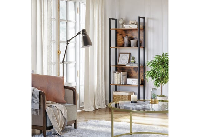 Vasagle Bücherregal 3 Ebenen 24 x 62 x 165 cm Braun-Schwarz