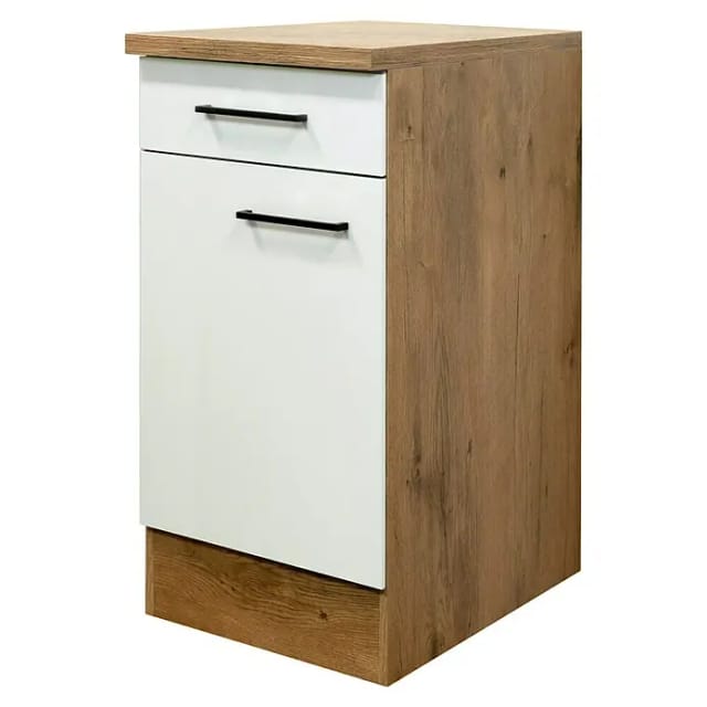 Flex-Well Exclusiv Küchen-Unterschrank Vintea 40 cm Magnolie matt - Lancelot Oak