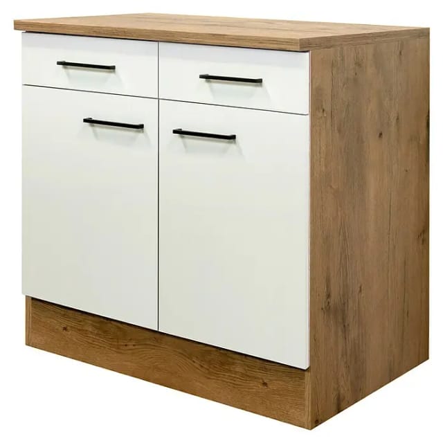 Flex-Well Exclusiv Küchen-Unterschrank Vintea 80 cm Magnolie matt - Lancelot Oak