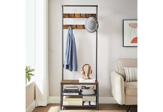 Vasagle Garderobenständer 32,2 cm x 64 cm x 180 cm Braun-Schwarz