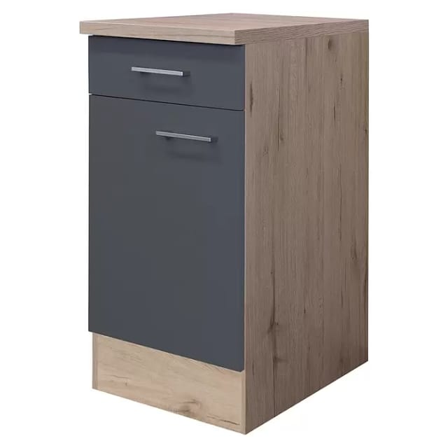 Flex-Well Exclusiv Küchen-Unterschrank Morena 40cm Basaltgrau-San Remo Eiche