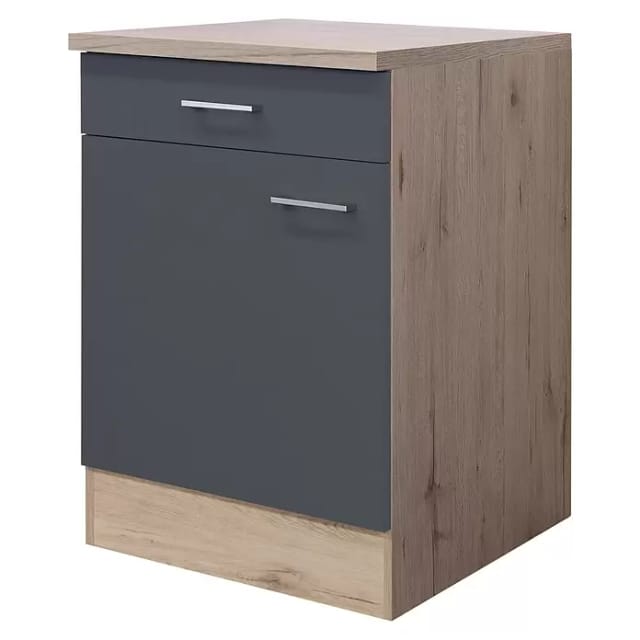 Flex-Well Exclusiv Küchen-Unterschrank Morena 60cm Basaltgrau-San Remo Eiche