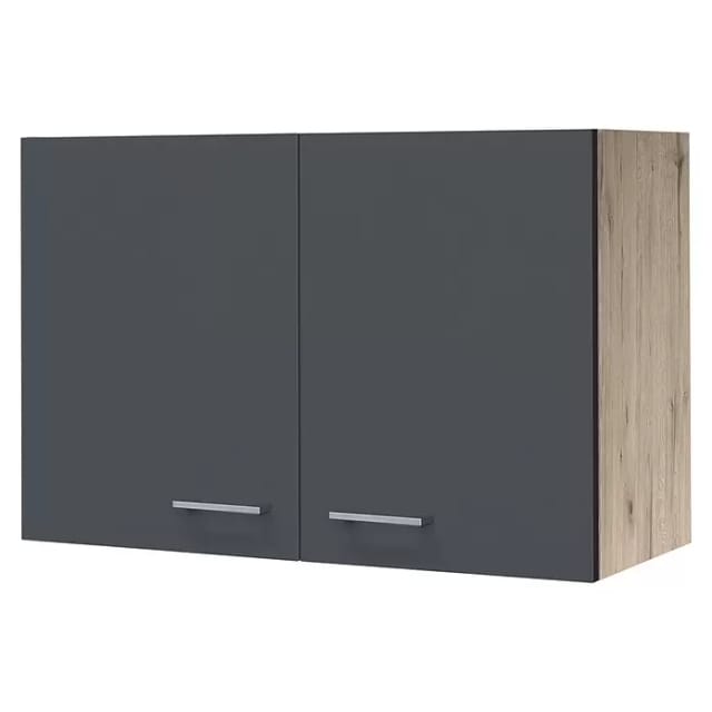 Flex-Well Exclusiv Küchen-Oberschrank Morena 80cm Basaltgrau matt-San Remo Eiche