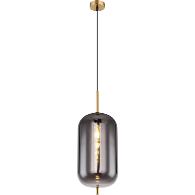 Globo Pendelleuchte Blacky I 1-flammig Ø 20 cm Messingfarben matt Rauchfarben