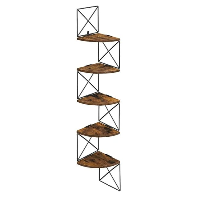Vasagle Eckregal 5 Ebenen Zickzack-Design 20 cm x 20 cm x 127,5 cm Braun-Schwarz