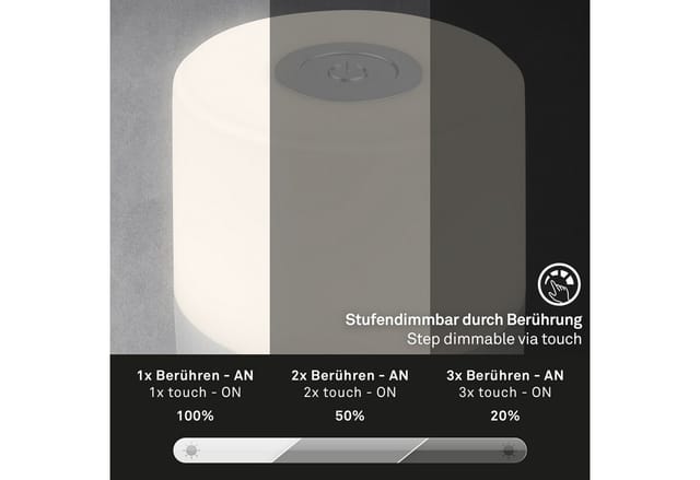 Brilo Akku-Tischleuchte Smal Chrom-Matt 2W