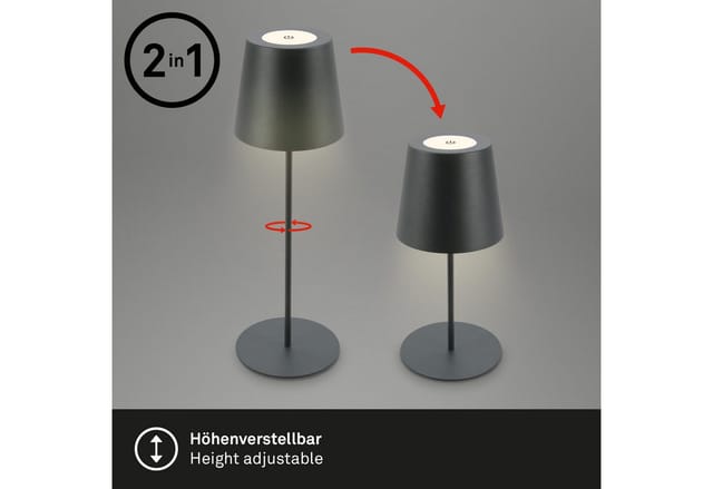 Brilo Akku Tischleuchte Kiki Touch Dimmbar 12 x 36 cm Anthrazit
