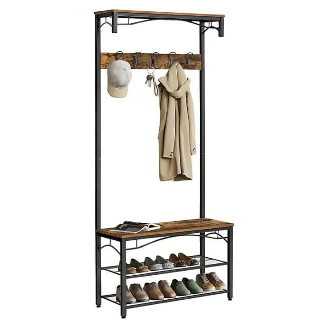 Vasagle Garderobe 32 x 80 x 178,5 cm Braun-Schwarz