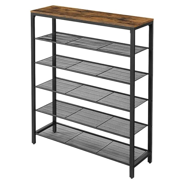Vasagle Schuhregal 5 Ebenen 30 cm x 100 cm x 110 cm Braun-Schwarz