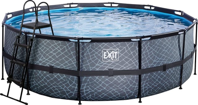 EXIT Stone Pool Grau ø 427 x 122 cm m. Filterpumpe