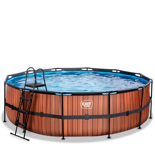 EXIT Wood Pool Braun ø 488 x 122 cm m. Filterpumpe