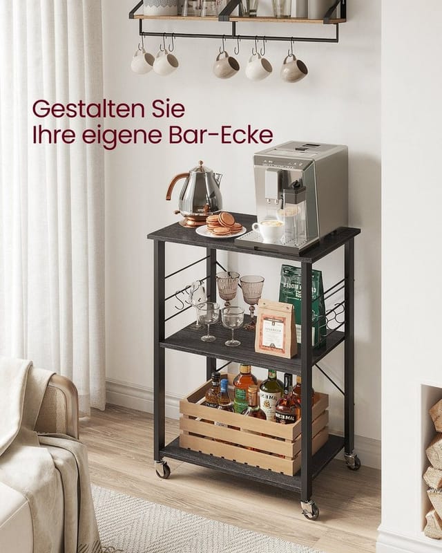 Vasagle Küchenregal mit Rollen 40 cm x 60 cm x 89 cm Schwarz