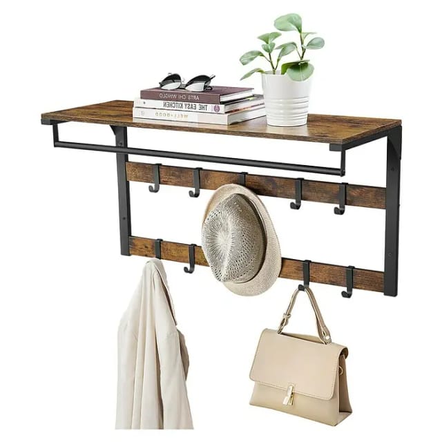 Vasagle Wandgarderobe mit Ablage 30 cm x 80 cm x 42 cm Braun-Schwarz